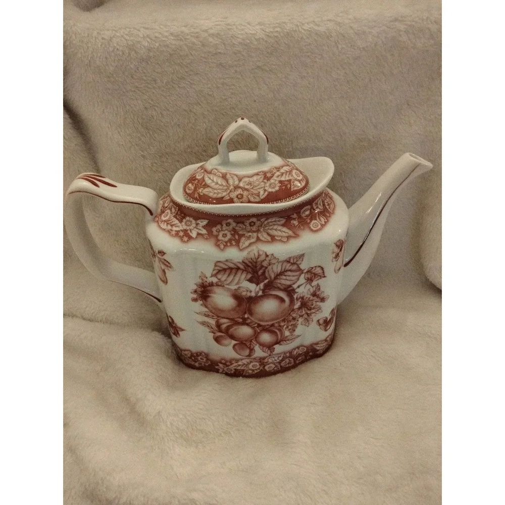 Godinger Porcelain Pear Pink White Teapot - Picture 1 of 7
